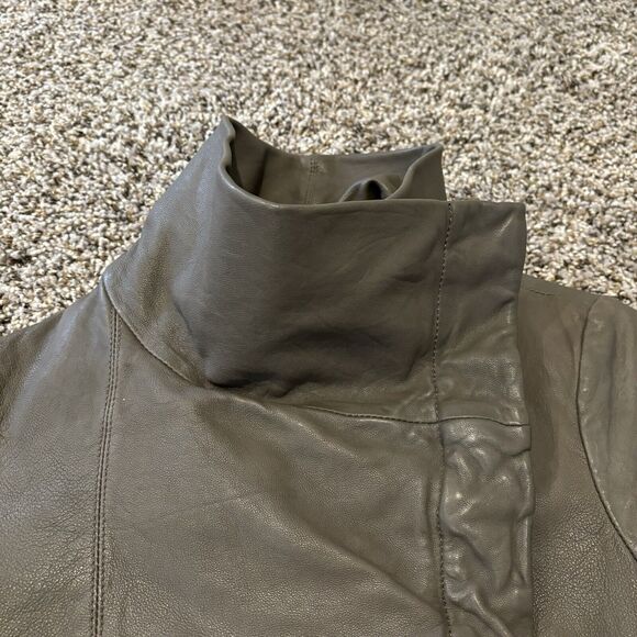 All Saints Leather Biker Jacket Small Brown Pockets - Picture 4 of 12